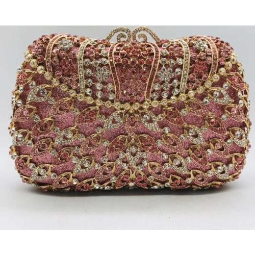 New Elegant Women Evening Bag with Handle Chain Shoulder Handbags Diamonds Beaded Flower Handbag Girls Elegant Wedding Purses