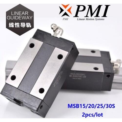 2pcs/lot Original Taiwan PMI MSB15S MSB20S MSB25S MSB30S linear guideway slide block Carriage for machine CNC router