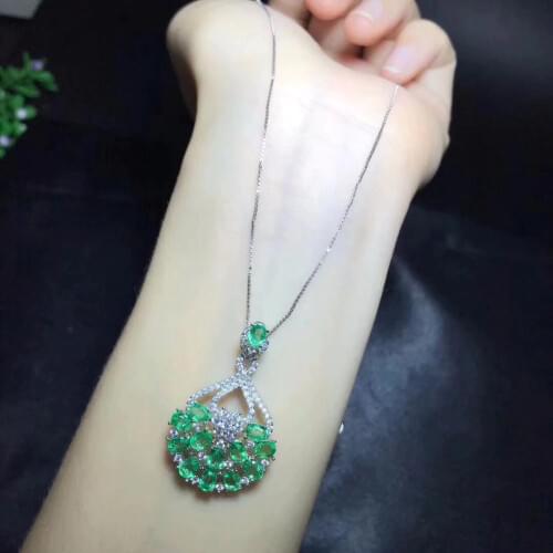 Hong Kong designers latest design, natural emerald necklace, beautiful, precious gemstone, 925 sterling silver