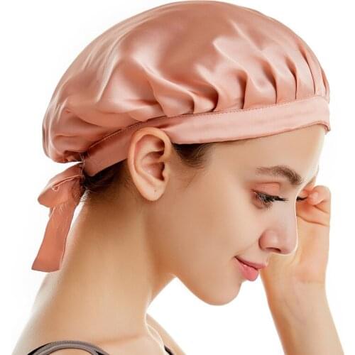 High-Quality and Popular Silk Night Hat for Adult Ladies Mulberry Silk Hair Care Cap Hair Bonnet for Sleeping Silk Bonnet