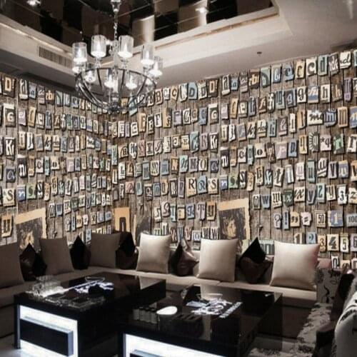 Drop Shipping Custom Wallpaper Nostalgic English Letters Background Living Room Decoration Mural Custom High Quality Wallpaper