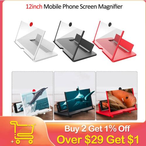 12 inch 3D Mobile Phone Screen Magnifier HD Video Amplifier with Foldable Holder Magnifying Glass Smart Phone Stand Bracket