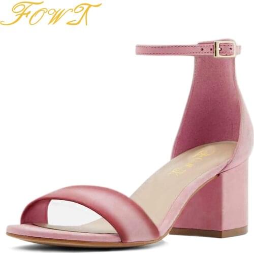 Red Suede Buckle Strap Womens Sandals Hoof Heels Round Toe High Quality Office Dress Mature Ladies Shoes Large Size 41 43 FOWT