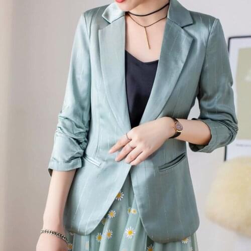 High Quality Newest Pop Designer Jacket Womens tailored collar puff sleeve Striped blazer Jacket coat