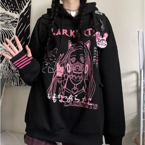 Fashion Y2K Printed Long Sleeve Sweatshirt Hooded Sweater Fall/Winter 2021 Womens Casual Top Loose Oversized Streetwear