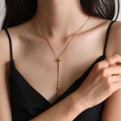 Gold Clavicle Chain Necklaces For Women Simple Elegant High Quality Long Snake Chain Adjustable Necklace Charm Party Jewelry