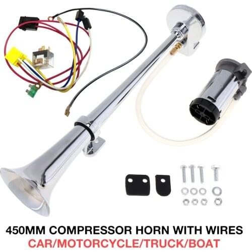 17 Inch 12V / 24V 150DB Super Loud 12V Single Trumpet Air Horn Compressor Kit for Cars / Trucks / Boats / Motorcycles / Vehicles