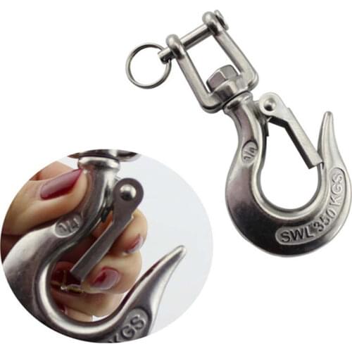 2 Pcs Marine Jaw Type Swivel Crane Hook with Safety Load Limit 150-1500Kg Marine Boat 304 Stainless Steel Ceiling Metalworking