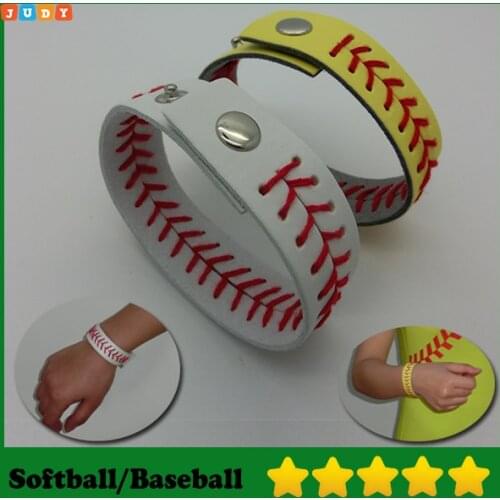 2016 Softball/Baseball Bracelets Leather Seamed Lace Stitching Bracelet