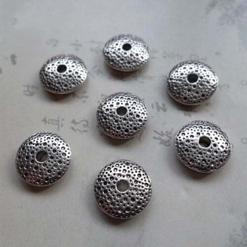 30pcs/lot Designer Tibetan Silver Oval Bread Metal Beads 10x3mm Handmade Spacer Loose Beads DIY Charm Jewelry Making Fittings