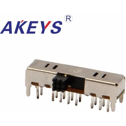 10PCS SK-43D09 4P3T Four pole three throw handle heights can be customized slide switch side insert 16 pin with 4 fixed pin