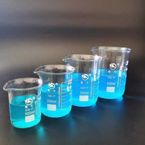 4pcs/set 100ml/200ml/300ml/500ml Glass Beaker Low Form, High Quality Chemistry Lab Glassware