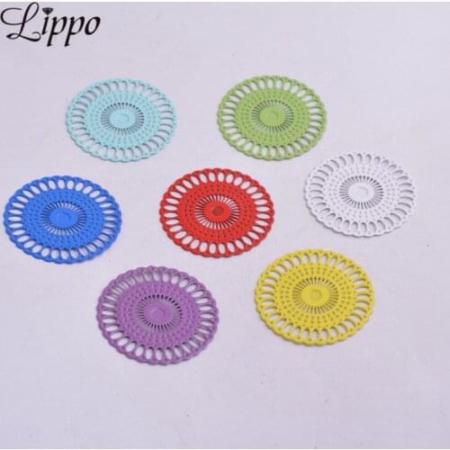 50pcs AB3628 25mm Round Filigree Connector Charms Colorful Connectors DIY Jewelry Making