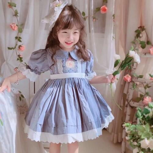 2PCS Summer Spanish Lolita Princess Lace Puff Embroider ShortSleeve Ball Gown Dress For Baby Girls Turkey Birthday Party Easter