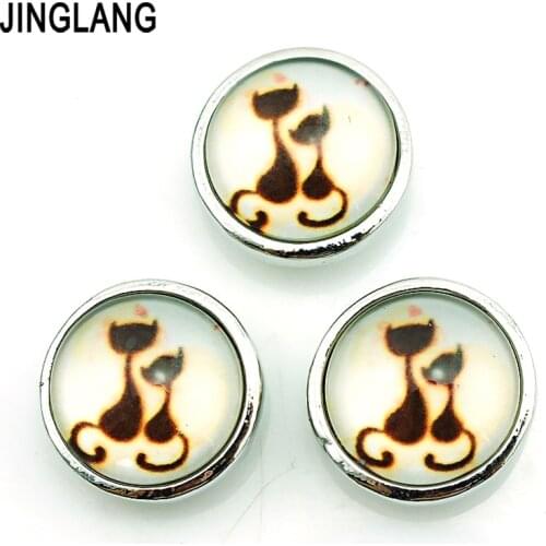Free Shipping DIYBest Selling High Quality Fashion Interchangeable Two Cats Snap Button for Bracelet/Necklace Accessories