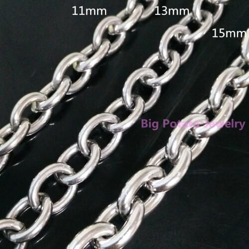 Top Hot Sell 11/13/15mm Cool Men Boy 316L Stainless Steel Polishing Silver Color Chain Nacklace/Bracelet 7-40inch