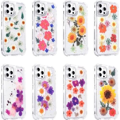 Artificial Flower TPU Cover Bumper Fundas for iPhone12 iPhone 13 12 Mini 11 Pro XS Max 13pro 12mini XR X SE 7 8 Plus Case Coque