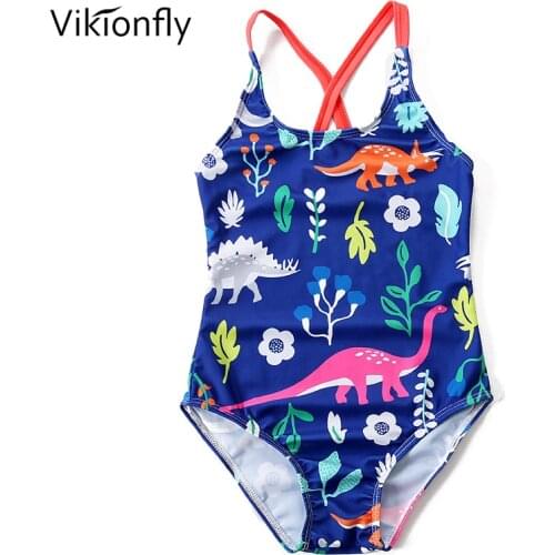 Vikionfly Printed Animal Kids Swimwear Girls One Piece Swimsuit 2019 Summer Beach Cute Childrens Sport Bathing Suit Swim Suit