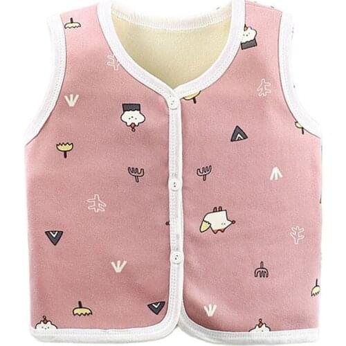 Children Vests Boy Girl Baby Warm Outerwear New Autumn Spring Plush Jacket Kids Cartoon Cardigan Sleeveless Cotton Coats Vest