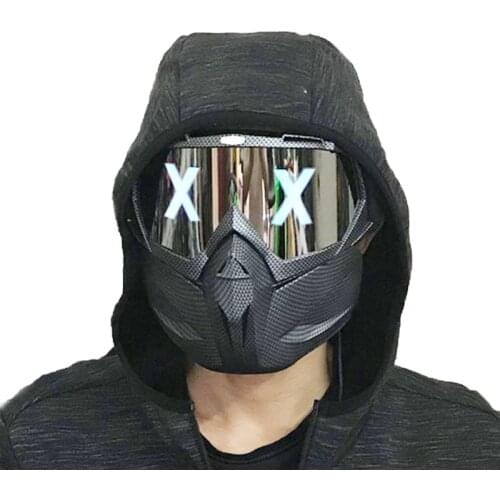 Halloween Mask LED Lights X Glowing Eyes Maske Masks DJ Cosplay Glow In Dark Masque hacker Half Face DIY Eyewear Masks