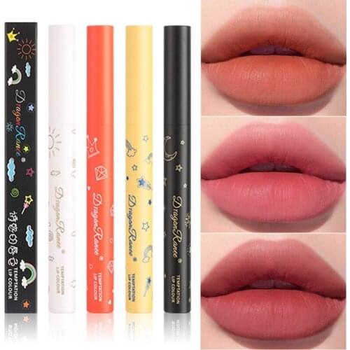 12 Colors Nude Lipsticks Pen Waterproof Velvet Matte Lipstick Long Lasting Sexy Red Crayon Lip Stick Makeup Pigment Cosmetic
