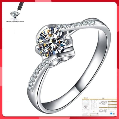 925 sterling silver 0.5CT 1CT 2CT D color VVS1 wedding anniversary bridal Moissanite ring woman jewelry gift