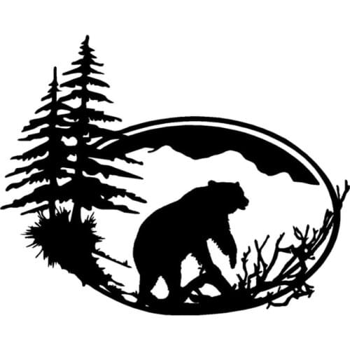 Brown Bear In The Woods Silhouette Decoration Car Sticker Vinyl Accessories Bumper Window Auto Parts 13.3*10.7CM