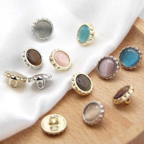 8pcs Round Small Golden Metal Shirt Buttons For Clothing Cat Eyes Woman Dress Decorative Sewing Accessories DIY Crafts Wholesale