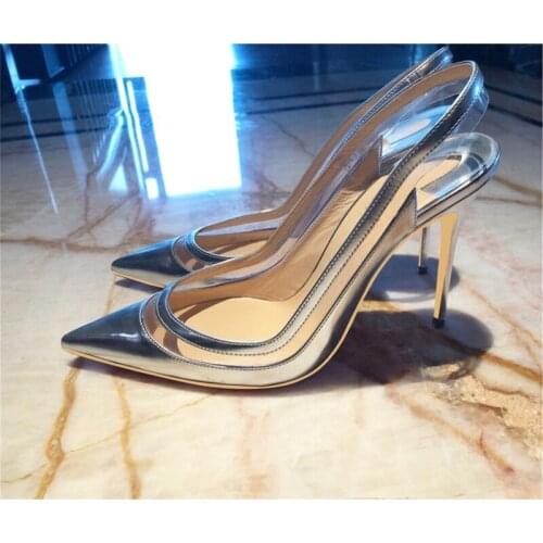 Patent Leather Transparent PVC Women Shoes Summer Designer Shoes 12cm Slingback Pumps 10cm Womens Shoes LX010 CHENSIR9