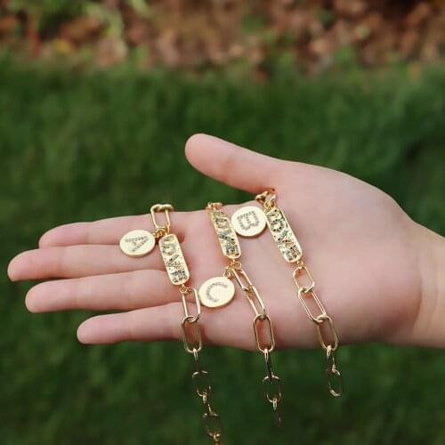 Love Initial 26 Letters Alphabet Bracelets for Women Lover Crystal CZ Zircon Name Fashionable Jewelry Gifts pulsera iniciales