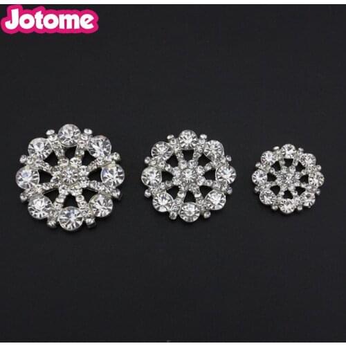 Small Clear Flat Back Rhinestone Buttons Metal Crystal Glass Button