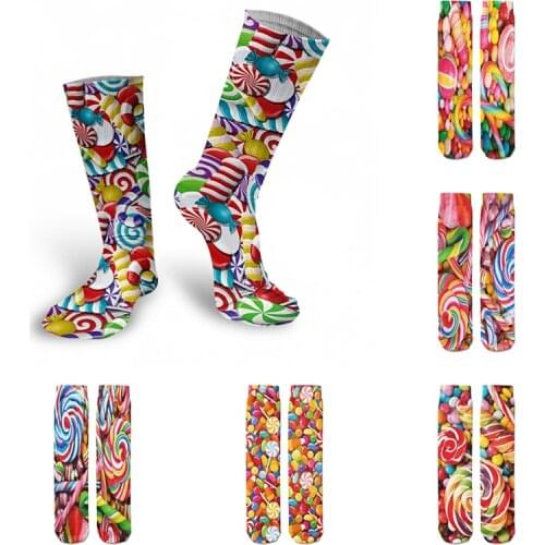 Sweet Colorful Candy Cotton Socks For Women Girls Pink Lollipop Casual High Ankle Socks Girly Comfortable Gift Socks Women Soxs