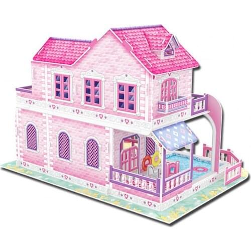 Mini Dollhouse Parent-Child Assemble 3D Paper House Furniture Puzzle Jigsaw Toy