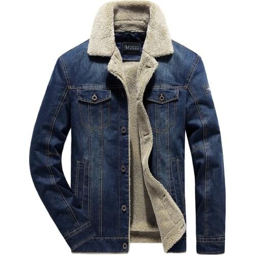 Drop shipping men winter jeans jackets Thick Warm Military denim coat outwear plus velvet overcoat AXP229