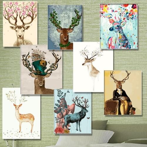 5d Diy Diamond Painting Kit Square Diamond Rhinestones Cross Stitch Kit Diamond Embroidery Mosaic Color animal deer Needlework