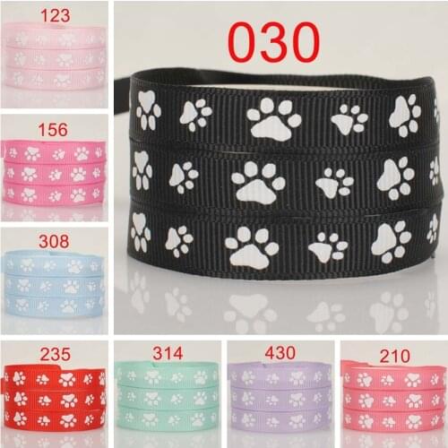 New 3/8" 9 mm white dogs paw pattern ribbon print grosgrain tape ribbon free shipping