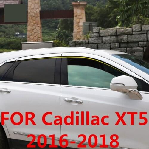 Car Window Sun Vent Visor Rain Guards Sun/ rain Shield ABS Chrome Exterior decoration Accessories FOR Cadillac XT5 2016-2018