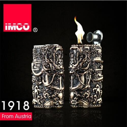 IMCO Genuine Lighter Retro 3D Relief Dragon Gasoline Kerosene Lighter Original Cigarette Lighter Cigar Fire Petrol Lighters