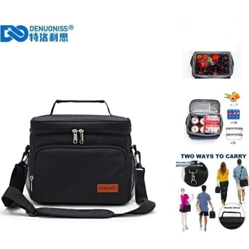 DENUONISS Portable Office Lunch Bag Waterproof Tote Cooler Handbag Insulated Thermal Bag For Food Bento Pouch Dinner Container