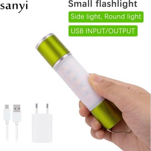 Mini Portable Lamp USB Rechargeable Flashlight Hanging Hook Outdoor Camping Light 18650 Battery LED Torch Lamp Lantern Dropship