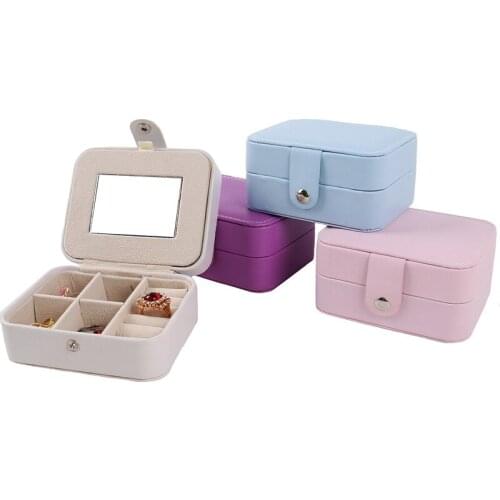 Portable PU Multi-function Jewelry Storage Box Earrings Ring Display Case Travel Jewelry Case Jewelry Display Organza Bag