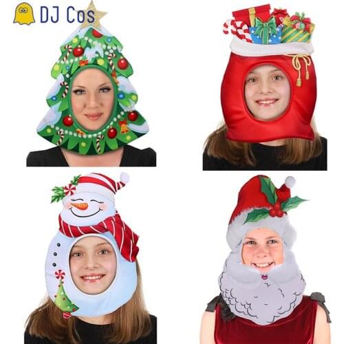Christmas Cosplay Hat Santa Claus Christmas Tree Props Gift for Head Funny Headwear Decorations Happy New Year Party Carnival