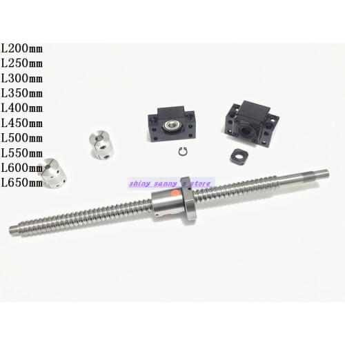 Ball Screw SFU1605 RM1605 L650mm Ballscrew End Machined with Ball nut + BK12 BF12 End Support + 2pcs 6.35x10mm Coupler