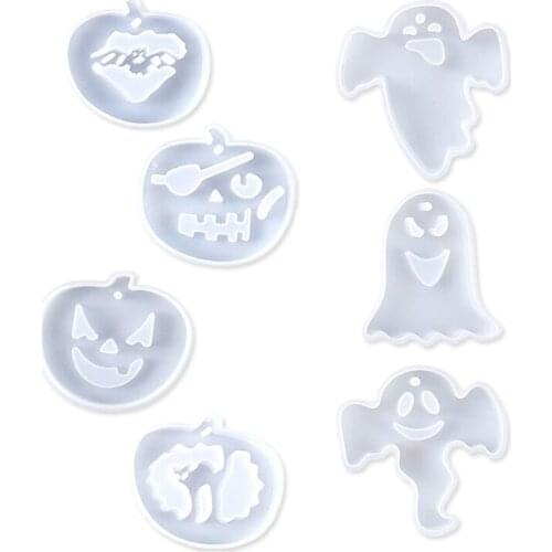 Halloween Pumpkin Ghost Hanging Sign Resin Mold Keychain Pendant Silicone Mould