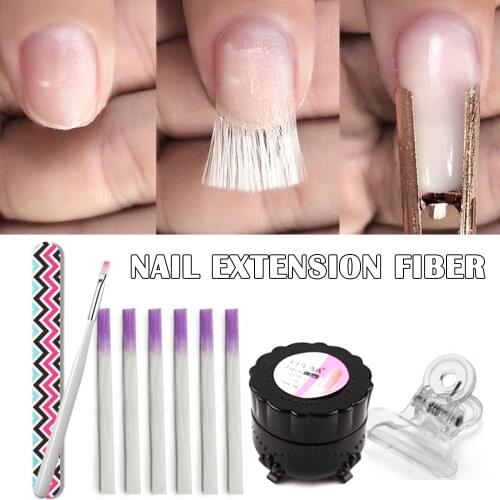 Fiberglass Nail Extension Fiber Tips DIY Manicure Salon Tool Set with Glue Brush SK88