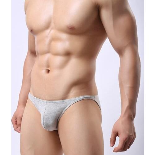 Mens underwear cotton sexy front convex mens briefs comfortable breathable elastic bag hip quality cotton underwear men