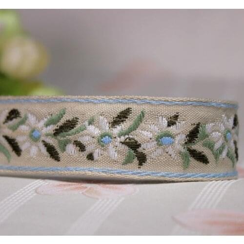 Embroidery ethnic jacquard webbing woven tape lace trim ribbon 2.5cm tribal boho DIY garment bag gift accessories floral zakka