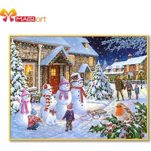 Cross stitch kits Embroidery needlework sets 11CT water soluble canvas patterns 14CT Full Merry Christmas Town NCMC107