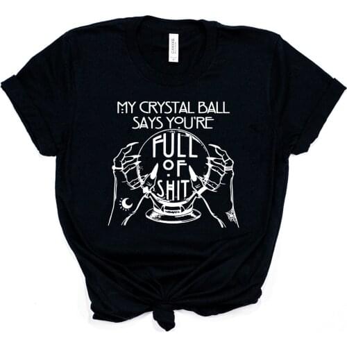 Women Goth Shirt Mystical Hand Crystal Ball Fortune Teller T-Shirt Funny Witch Shirts Unisex Gothic Tops