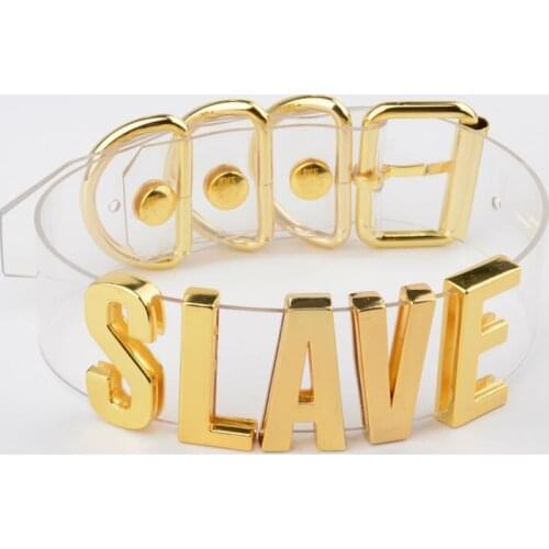 Women Men Letter Choker Handmade Slave Collar Clear Vinyl Choker Necklace BDSM accessories